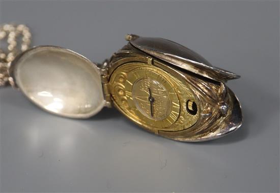 A St. James House Company silver and silver gilt novelty pendant watch in the form of a tulip, numbered 461/2500,